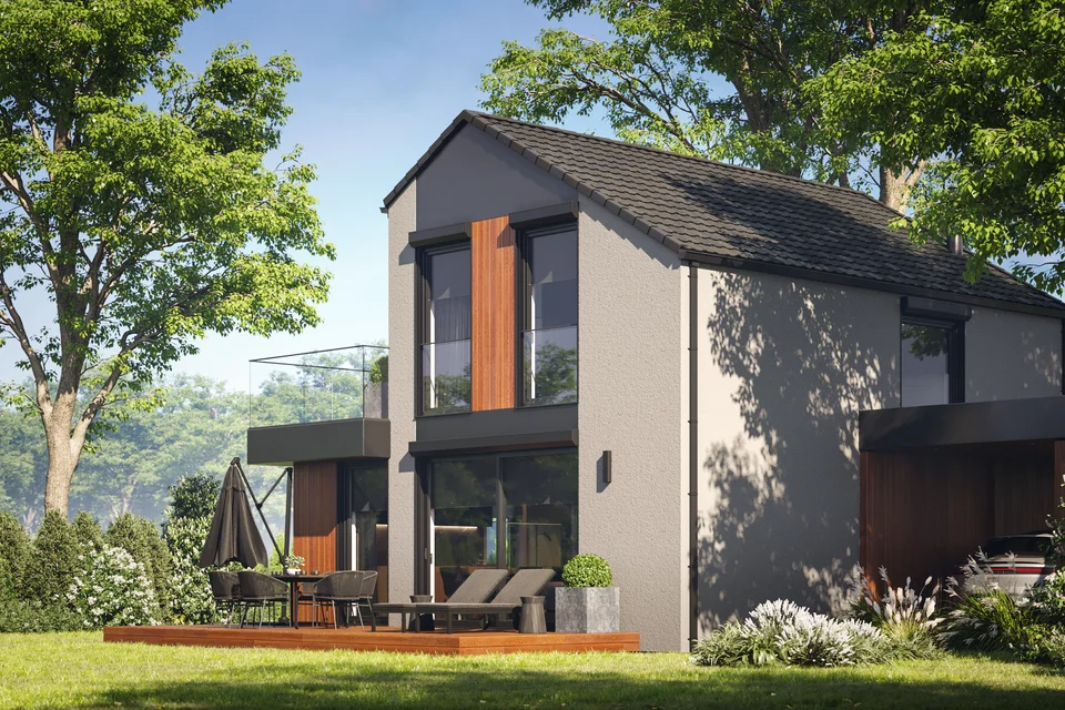 Einfamilienhaus mit Satteldach und Terrasse